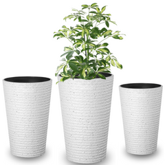 Ellipse Tall Imitation Cement Pot (White)