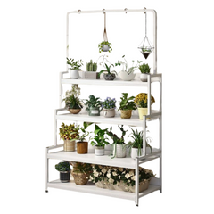 4-Tier Plant Rack White 180cm Height