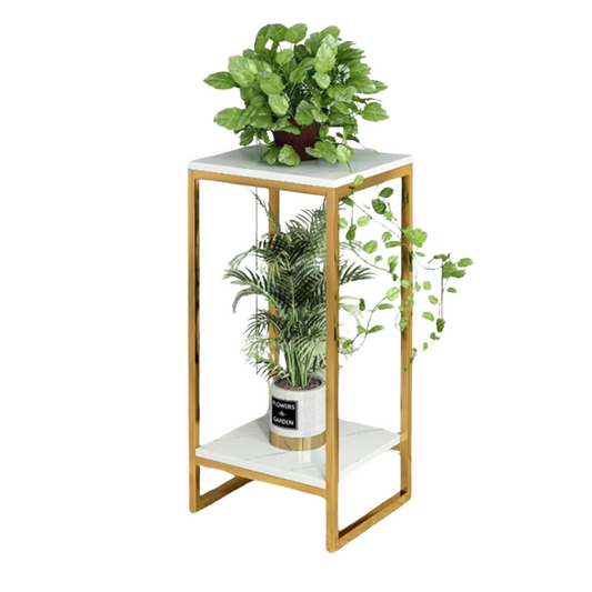 2 tier square plant rack Metal Gold Frame