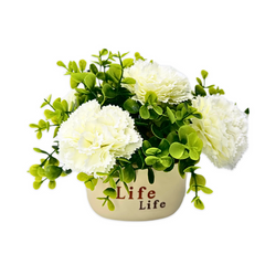 Artificial Small Flower Carnations in Plastic Pot