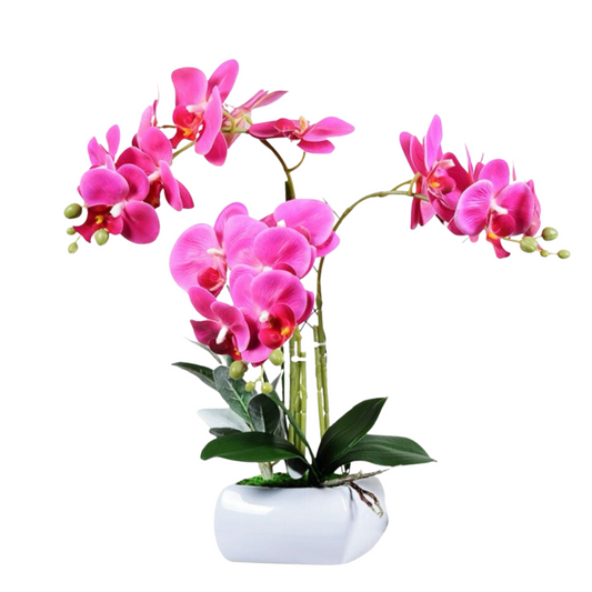 Artificial Purple Orchid in Ceramic Square Pot (53cm)