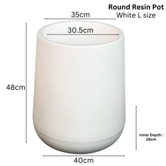 Resin Round Plant Pot (White)