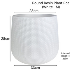 Resin Round Plant Pot (White)