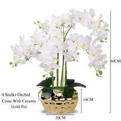 Orchid in Pot - Hammered Gold (60cm)